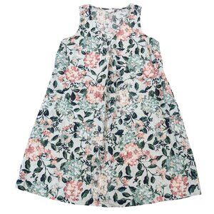 J. JILL 100% Linen Floral Dress M Hydrangea Love Linen Shift Green Pink Pockets